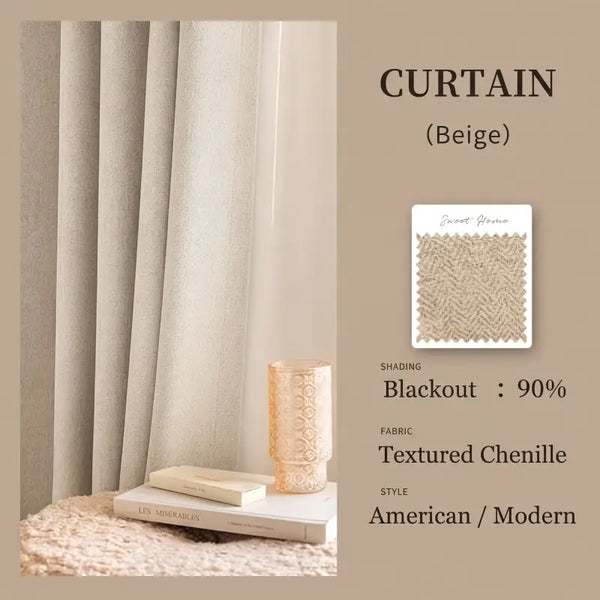 Textured Chenille Chevron Blackout Curtains