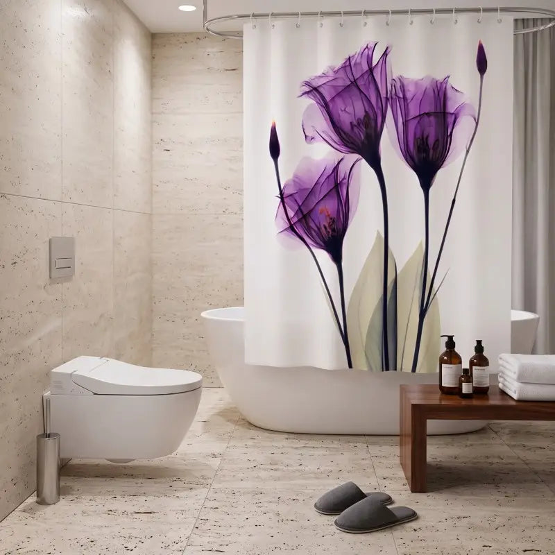 Floraweg Purple Translucen Floral Shower Curtain Secondary image