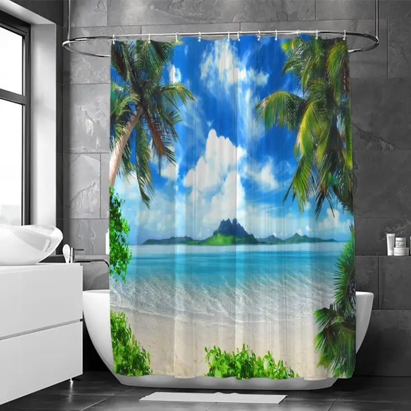 Floraweg Tropical Beach Trees Shower Curtain