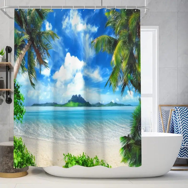 Floraweg Tropical Beach Trees Shower Curtain