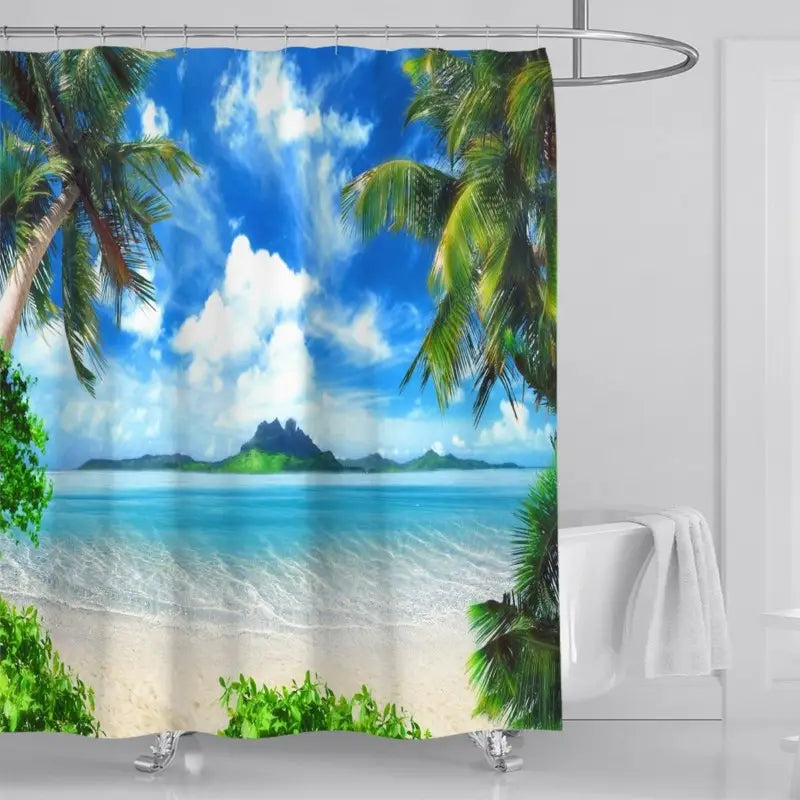 Floraweg Tropical Beach Trees Shower Curtain