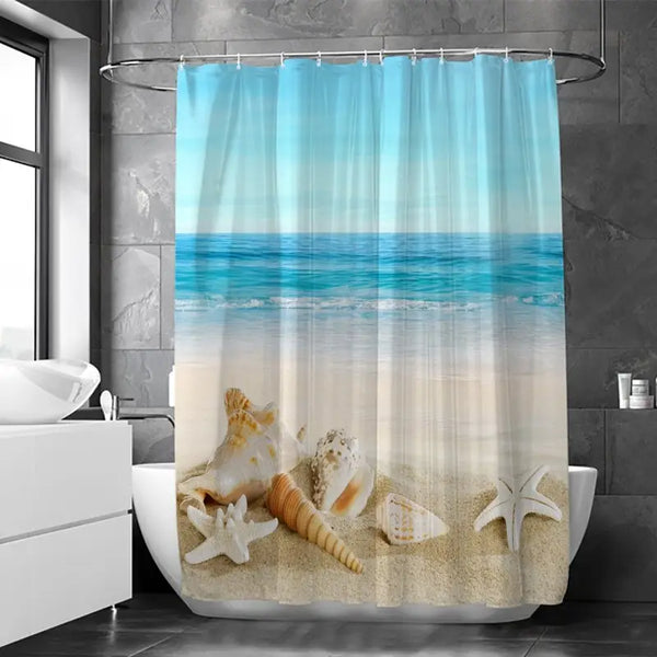 Floraweg Ocean Beach Seashells & Starfish Shower Curtain