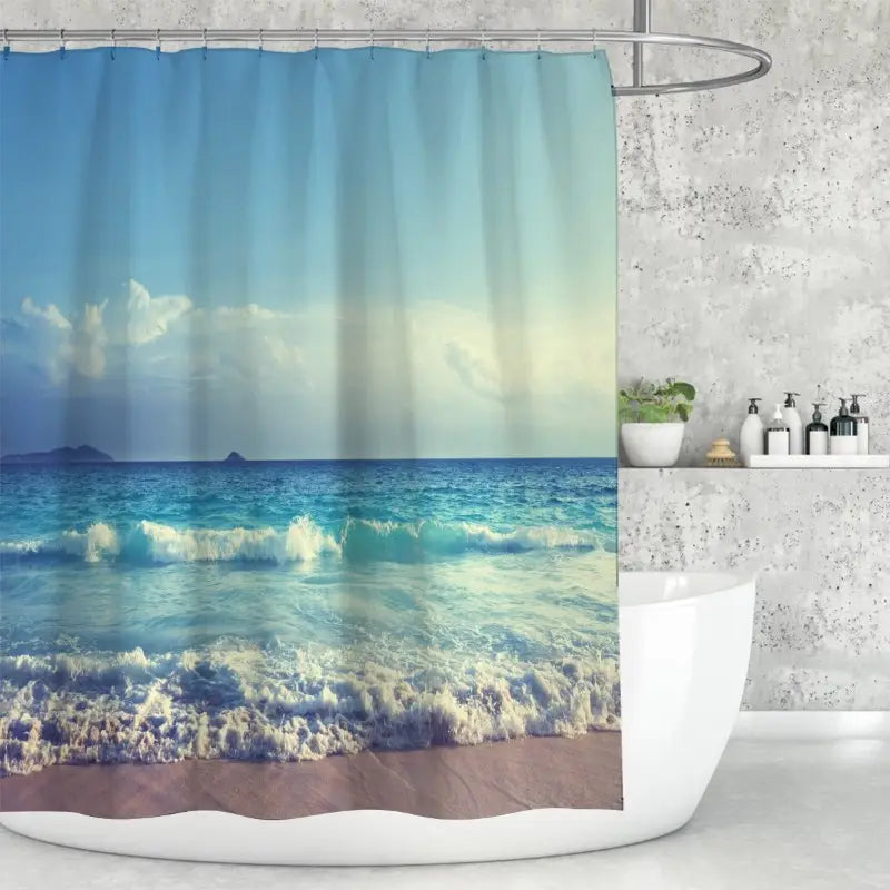 Floraweg Tropical Ocean Waves Shower Curtain Main image