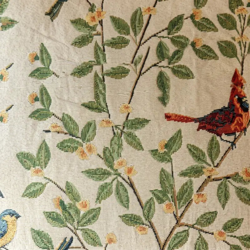 French Country Botanical Birds Jacquard Pillow Cover