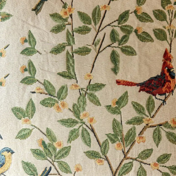 French Country Botanical Birds Jacquard Pillow Cover