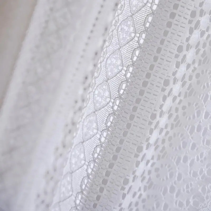 French Country White Crochet Lace Window Curtains