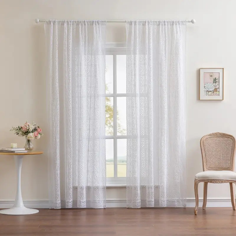 Boho witte gehaakte kanten vitragegordijnen Hoofdafbeelding