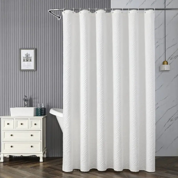 Floraweg White Embossed Wave Shower Curtain