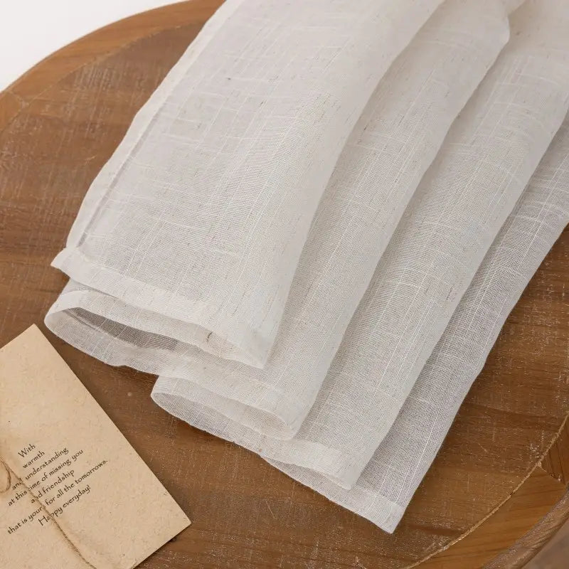 Modern White Slub Faux Linen Sheer Curtains