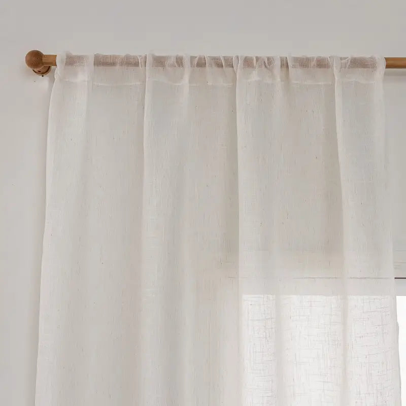 Modern White Slub Faux Linen Sheer Curtains