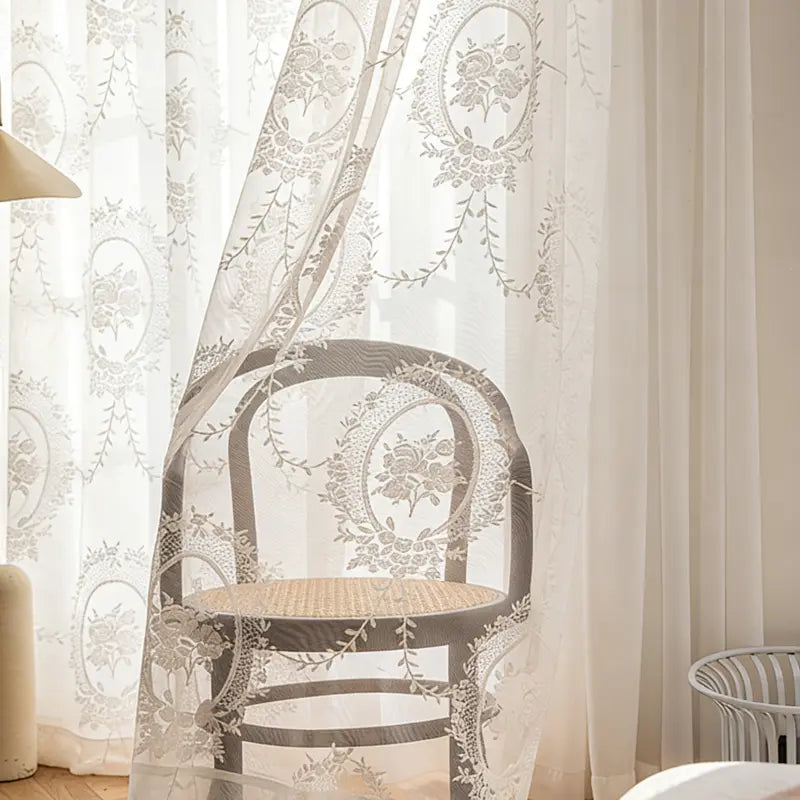 Victorian Damask Lace Sheer Curtains