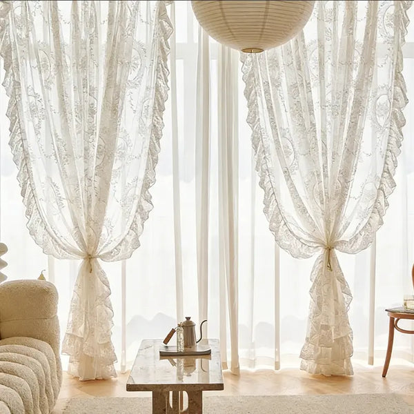 Victorian Damask Lace Sheer Curtains