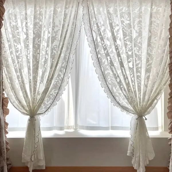 Victorian Damask Lace Sheer Curtains