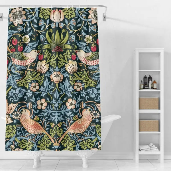 Floraweg Retro Botanical Birds Shower Curtain